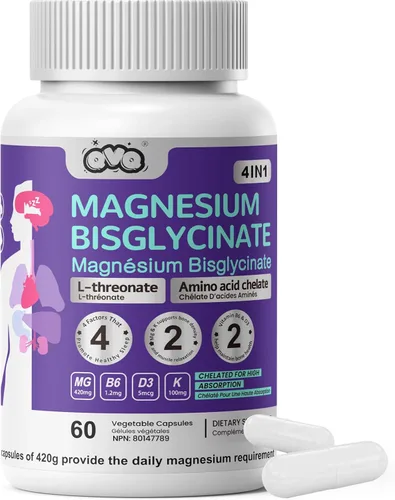 Suplemento quelatado de aminoácido L-treonato de bisglicinato de magnesio de 420 mg con vitamina y potasio Fórmula de alta absorción para relajación