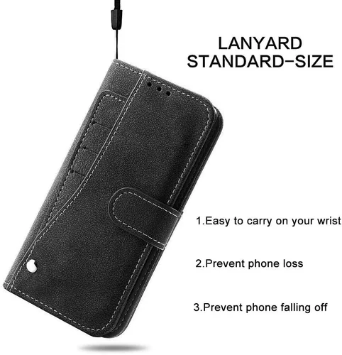 Miniatura 6 de Asuwish Funda tipo cartera para LG Phoenix 2/K8 2016/Escape 3/K350N, funda de cuero de lujo para teléfono con ranura para tarjeta de crédito, Negro