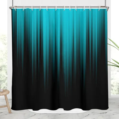 Miniatura 12 de AAtter - Cortina de ducha negra y gris con arte abstracto ombre gótico gótico estético para hombres, extra larga XL grande, de tela para decoración