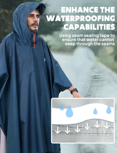 Miniatura 159 de ANYOO Poncho de lluvia con capucha para adultos, impermeable, ligero, para hombres y mujeres, chaqueta de lluvia reutilizable para emergencias al