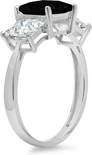 Miniatura 2 de Clara Pucci - Anillo de 3 piedras solitarias brillantes de corte princesa de 2,97 quilates con acento impecable, piedra de ónix negro natural VVS1