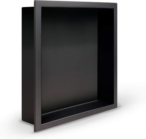 Miniatura 4 de Niche de ducha de acero inoxidable modelo de pared de 12 x 12 pulgadas, estante empotrado listo para azulejos, color negro mate, diseño moderno
