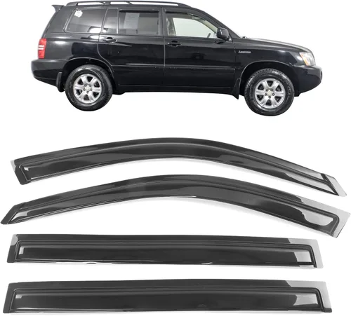 IKON MOTORSPORTS - Visera de ventana compatible con Toyota Highlander 2001-2007, estilo delgado, tinte de humo oscuro, pantalla acrílica, protección