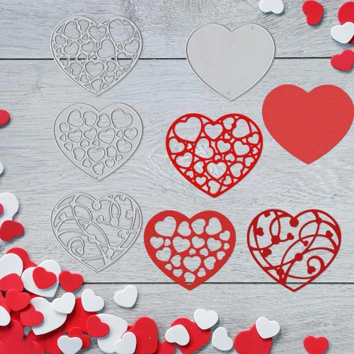 Miniatura 4 de Estivaux Juego de 4 troqueles de marco de corazón de San Valentín para hacer tarjetas, juego de troqueles de corte de marco de amor, plantillas