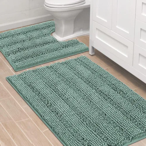 Miniatura 58 de H.VERSAILTEX - Alfombras de baño, juego de 2 piezas, alfombra de contorno para baño, juego de alfombras para inodoro, alfombra antideslizante