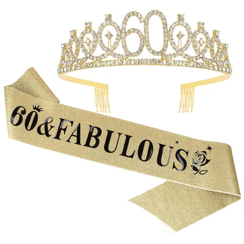 Miniatura 15 de Casoty Juego de diadema y tiara de 40 y fabuloso, oro rosa, para decoraciones de cumpleaños de 40 años, regalos para mujeres, decoraciones de fiesta