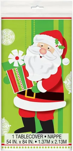 Miniatura 2 de Mantel de plástico con texto en inglés «Happy Santa Christmas», 84 x 54 pulgadas