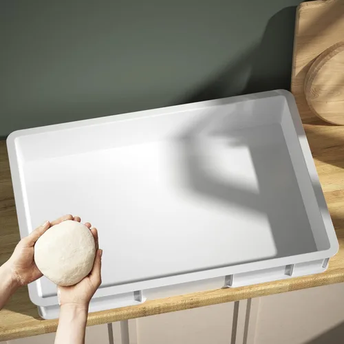 Miniatura 7 de Caja a prueba de masa, bandejas apilables comerciales para masa para pizza (23.75 x 16.25 x 3.8 pulgadas), color blanco, paquete de 4