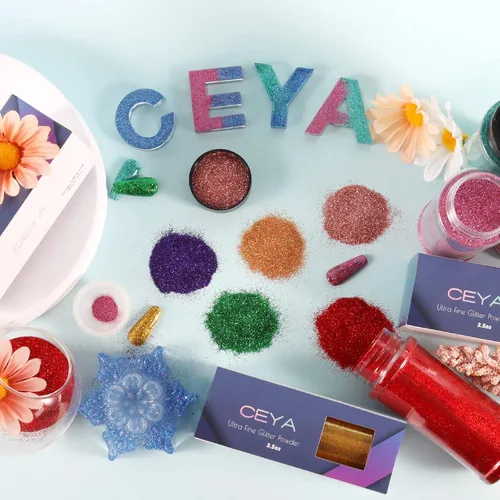 Miniatura 6 de Ceya 110g/ 3.8oz Polvo de Purpurina Holográfica Ultra Fina Láser Verde 1/128” 0.008” 0.2mm para Slime, Resina Epoxy, Manualidades, Vaso, Joyería