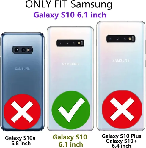Miniatura 2 de Funda para Samsung Galaxy S10, de grado militar, a prueba de golpes, con soporte de soporte, soporte magnético integrado para montaje en coche