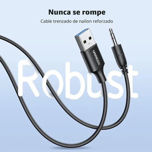 Miniatura 7 de UGREEN Adaptador auxiliar Bluetooth 5.4 para automóvil, [conexión mejorada y cancelación de ruido], receptor auxiliar Bluetooth con cable trenzado