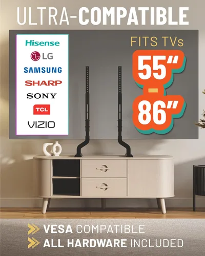 Miniatura 5 de ECHOGEAR Soporte de TV de repuesto premium para pantallas de 55"-86" - Pies en ángulo que proporcionan estabilidad universal para televisores QLED