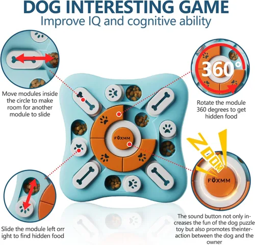 Miniatura 3 de FOXMM Juguetes interactivos de rompecabezas de golosinas para perros para entrenamiento de QI y estimulación mental, divertido alimentador lento
