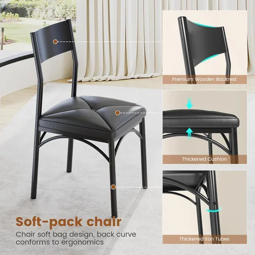 Miniatura 7 de Itaar Juego de mesa de comedor redonda extensible para 4-6 personas, juego de mesa de cocina de 5 piezas con 4 sillas acolchadas, mesa de comedor