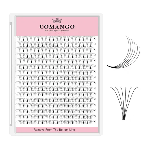 Miniatura 70 de CoMango Extensiones de pestañas de volumen 3D/4D/5D/6D/10D, grosor de 0.003 in, rizo C/D, tallo corto de 0.315-0.591 in, extensiones de pestañas