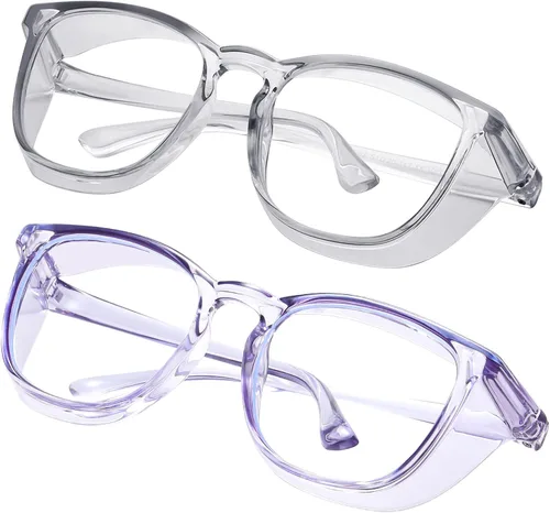 Miniatura 12 de Gafas de seguridad para enfermeras, gafas protectoras – Antivaho marco cuadrado elegante gafas transparentes para mujeres y hombres C16-negro Gery