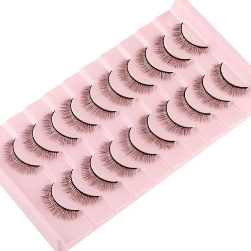 Miniatura 6 de Pestañas postizas cortas, de aspecto natural, finas, de visón, 25/64 pulgadas, pestañas 3D, esponjosas, paquete de 10 pares de pestañas postizas