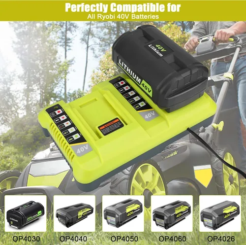 Miniatura 2 de JYJZPB Cargador de batería de doble canal OP401 40V para batería Ryobi 40V OP4050A OP4026 OP40601 OP4040 OP4030 OP4015 OP40201 Batería de litio