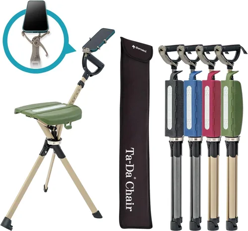 Miniatura 10 de STEP2GOLD Ta-Da Chair Series 2 PRO, bastón de senderismo portátil para senderismo, bastón plegable con asiento, bastón con silla, silla plegable