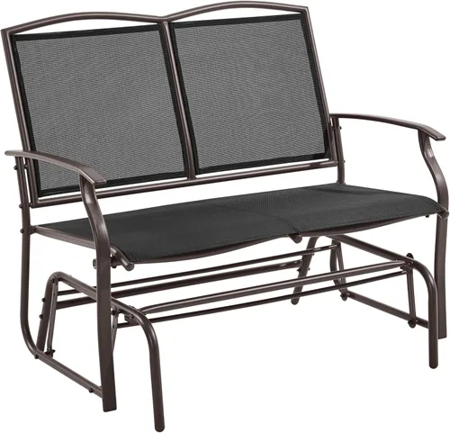 Miniatura 11 de Yaheetech Banco planeador al aire libre para 2 personas, silla mecedora para patio, sofá biplaza para patio trasero, piscina, jardín, porche, marco