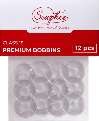 Bobinas de plástico de clase 15 – Bobinas de coser para hermano, cantante, Janome, Kenmore – Juego de bobinas de plástico transparente 2518P para