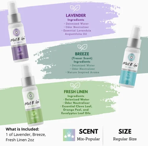 Miniatura 2 de Mist N' Go by OMAZE - Paquete de 3 aerosoles aromáticos para inodoro para excrementos – Spray eliminador de olores de baño antes de sentarse