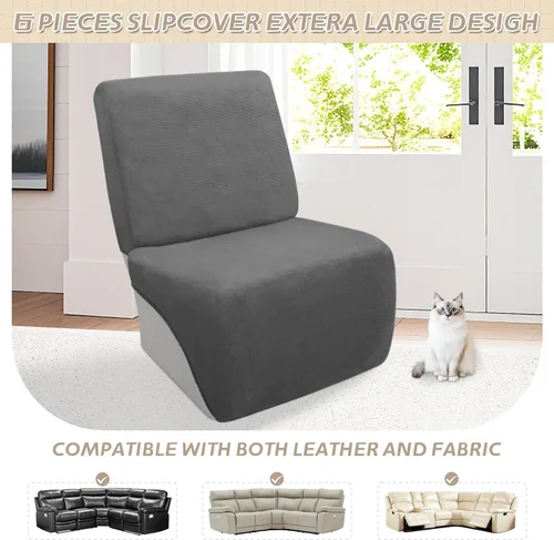 Miniatura 306 de Arfntevss Fundas de sofá seccional reclinable de terciopelo, Funda de sofá seccional de esquina para sofá reclinable, Funda elástica suave