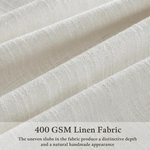 Miniatura 6 de TWODRAPES Cortinas de Lino Plisadas con Pinza Beige Blancas de 54 Pulgadas de Largo 2 Paneles para Comedor Cocina Dormitorio Plisadas Semi