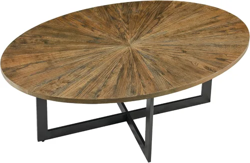 Miniatura 9 de Mesa de café ovalada de madera sólida con patas cruzadas de metal, mesa de bar de 47.9" industrial, mesa de cóctel para sala de estar, cocina