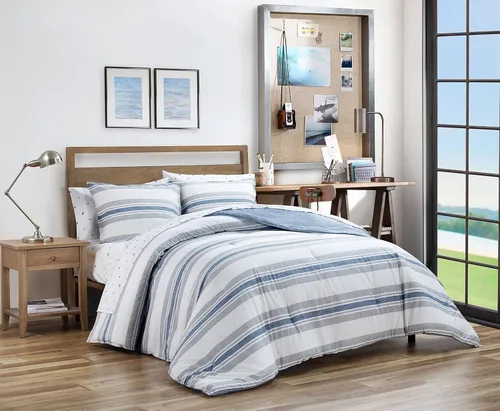Miniatura 6 de Nautica Juego de edredón individual/individual XL, ropa de cama reversible con funda a juego, decoración de habitación a rayas, artículos esenciales