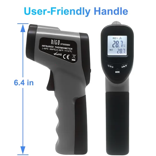 Miniatura 2 de hito Pistola de temperatura láser infrarroja de -58 °F a 1112 °F, pistola de temperatura para horno de pizza, cocina, refrigerador, piscina