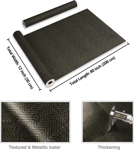 Miniatura 8 de CRE8TIVE Papel tapiz de pasto negro dorado para despegar y pegar, papel tapiz metálico de espiga con textura, autoadhesivo, tela extraíble, papel