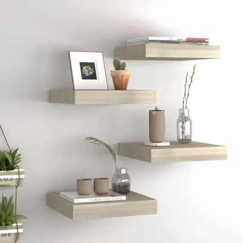Miniatura 99 de Estantes flotantes de pared, juego de 4 estantes decorativos para montar en la pared, estante colgante con soportes invisibles para decoración