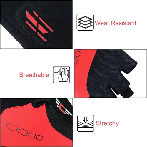 Miniatura 4 de JAUNTY Cycling Bike Gloves Men Gel Padded Half Finger Bicycle Gloves Shock-Absorbing Anti-Slip Breathable MTB Road Biking Fingerless Gloves for