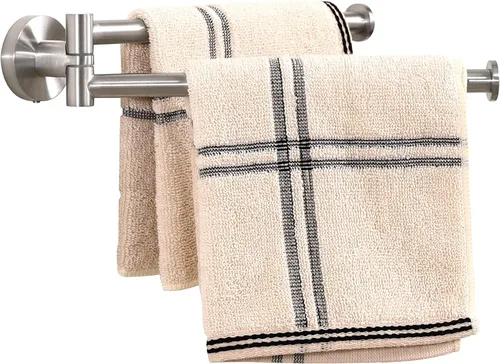 Miniatura 12 de KES Toallero giratorio negro de 9 pulgadas para baño, barra doble con giro de 2 brazos, para cocina, montado en la pared, de acero inoxidable SUS