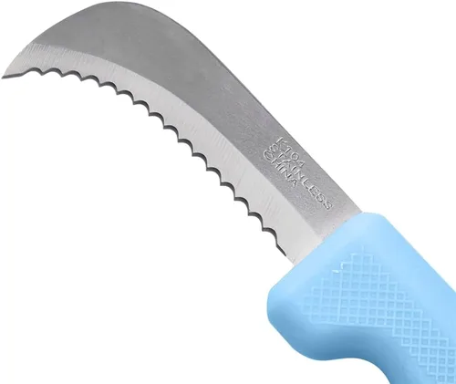 Miniatura 3 de Zenport K104-B Cuchillo utilitario de cosecha, hoja dentada, hoja de acero inoxidable de 3 pulgadas, azul