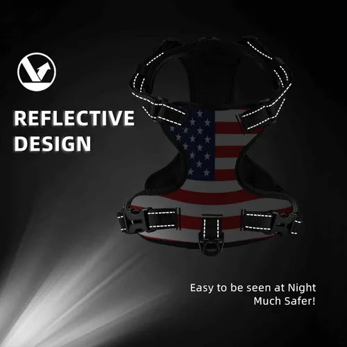 Miniatura 6 de 250th USA Anniversary Reflective Dog Harness No Pull Soft Vest Harness for Small Medium Large Dog Puppy Pets (Small Size)