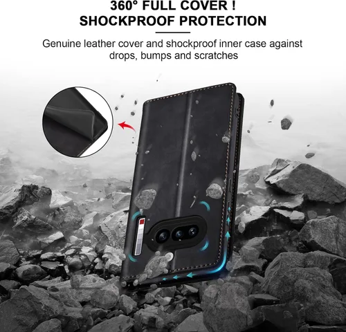 Miniatura 4 de Jasonyu Funda tipo cartera con tapa para Nothing Phone 4a 5G, funda magnética de cuero con tarjetero, función atril, funda protectora duradera