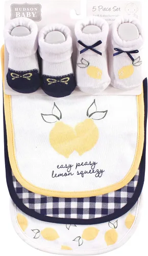 Miniatura 90 de Hudson Baby Conjunto de babero y calcetines unisex de algodón para bebé