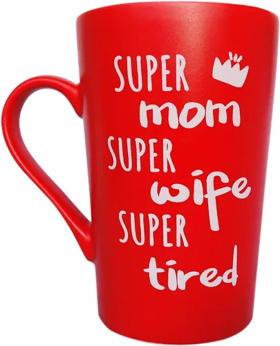 MAUAG Regalos del Día de la Madre Taza de Café Divertida para Mamá Esposa, Súper Mamá Súper Esposa Súper Cansada Lindo Regalo de Hija Hijo o Esposo