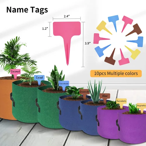 Miniatura 5 de HAOWIN Paquete de 7 bolsas de cultivo coloridas de 14.11 oz más gruesas, macetas de tela de 10 galones, 7 galones, 5 galones, 3 galones, paquete