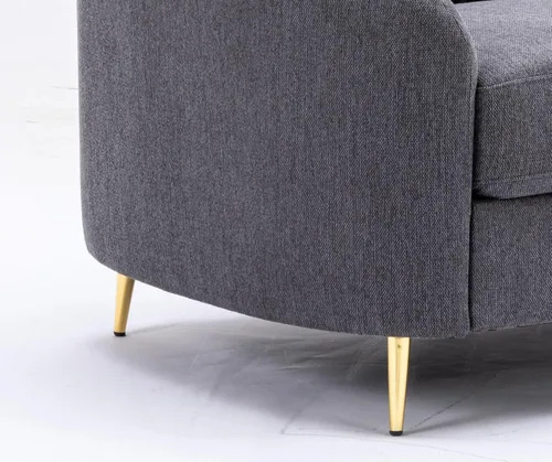 Miniatura 8 de Acme Muebles Yuina Sofá tapizado de tela y metal en gris y dorado