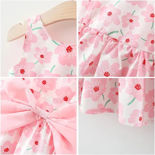 Miniatura 18 de Vestido tutú de verano para niñas pequeñas, sin espalda, vestido de princesa para fiesta de cumpleaños, vestido de verano con lazo floral