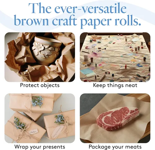 Miniatura 6 de Woodpeckers Rollo de papel marrón para manualidades de 48 pulgadas de ancho, 1800 pulgadas de largo, 1 rollo, rollo jumbo para papel de regalo