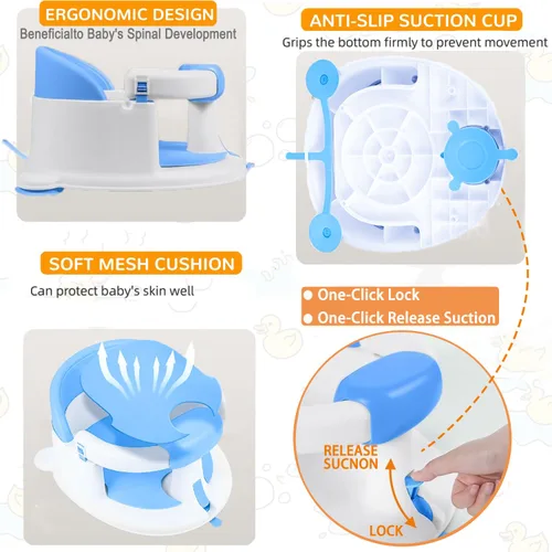 Miniatura 7 de Asiento de baño para bebés de 6 meses en adelante, asientos de baño antideslizantes para bebés sentados, asiento seguro para bebés y recién nacidos