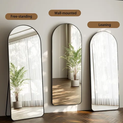 Miniatura 8 de HARRITPURE Espejo Arqueado de Cuerpo Entero - 64"x21" Espejo Grande de Pie, Espejos de Vestir con Marco de Aluminio con Soporte para Dormitorio/Sala