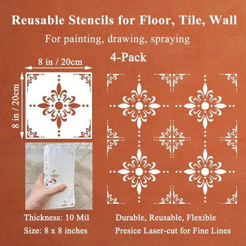 Miniatura 2 de Plantillas de pared reutilizables para pintar pisos, porche delantero, patios de hormigón, paredes, azulejos, madera, manualidades de decoración