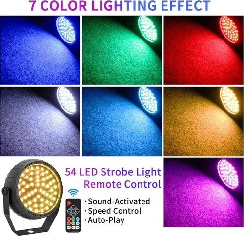 Miniatura 2 de Telbum luces estroboscópicas, 54 luces LED RGB súper brillantes, luz estroboscópica mini para fiestas, luces estroboscópicas de Halloween