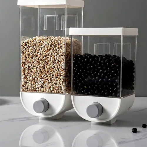 Miniatura 6 de Hemoton Contenedor de almacenamiento de granos de cocina montado en la pared, dispensador de cereales de plástico de 53 onzas con tapa hermética