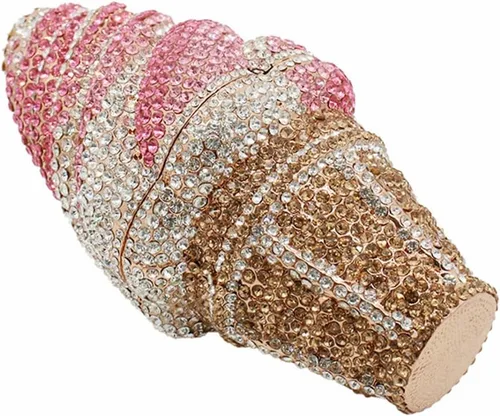 Miniatura 2 de DJBM Bonito Bolso de Mano con Diamantes de Imitación en Forma de Cupcake, Bolso de Noche con Cristales de Diamante para Mujeres, para Fiesta, Boda